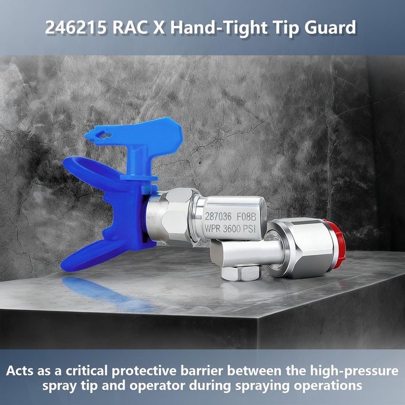 KUEDPEZ 246215 7/8" Thread RAC X Hand-Tight tip Guard, Base G7/8 tip Blue, Reversible Spray tip nozzles fit for Graco Spray Equipment & Spray Guns 246-215, Replace airless Spray Painting Machine Parts(4 pcs) - Image 3